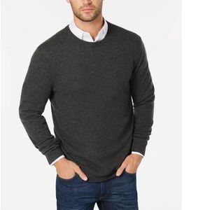 New Luxury Men's Cashmere Crew Neck Sweater -Dark Charcoal XL